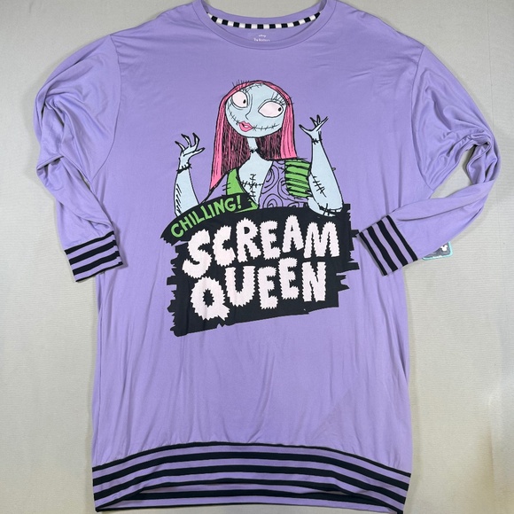 Walt Disney Other - Disney’s Nightmare Before Christmas Women’s Long Sleeve Purple Sleepshirt Sz S